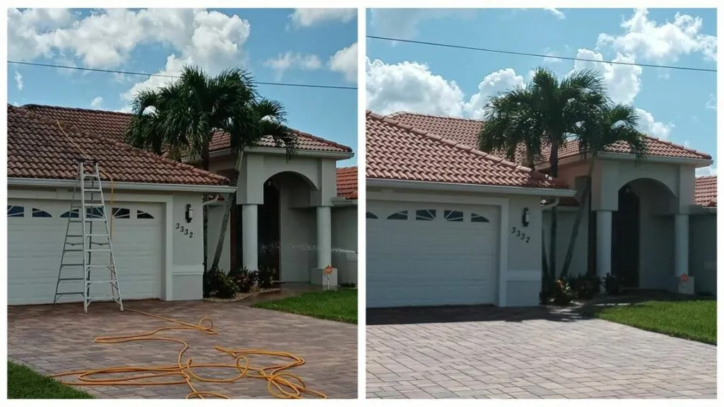 Driveway pressure washing result